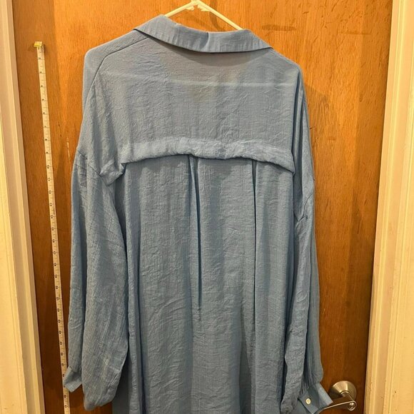 Size 4X - Lightweight Cornflower Blue Long Sleeve Button-Down - Picture 10 of 10